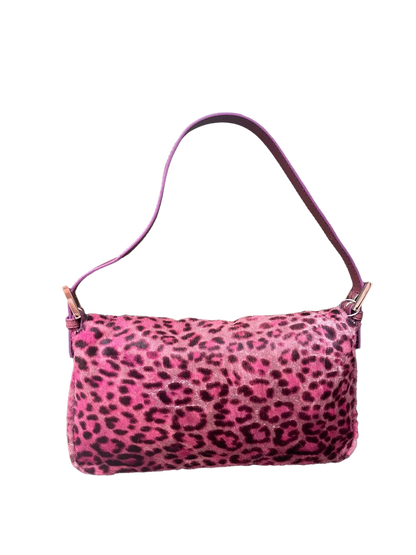 Fendi Baguette Pink Leopard Print Pony-hair style calfskin