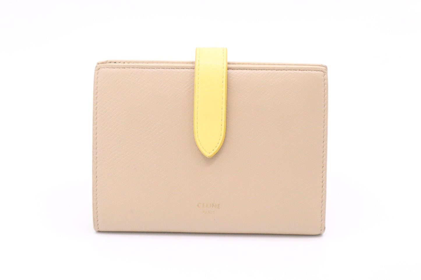 Celine Compact Wallet in Beige and Yellow Leather