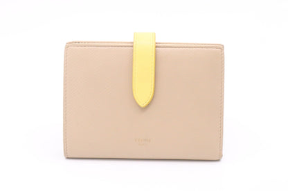 Celine Compact Wallet in Beige and Yellow Leather