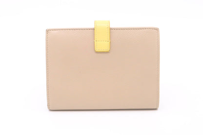 Celine Compact Wallet in Beige and Yellow Leather