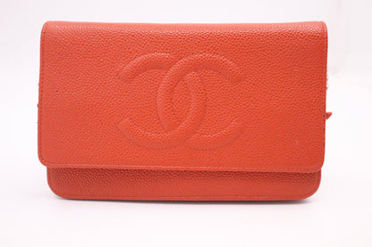 Chanel Wallet on Chain in Orange Caviar Leather