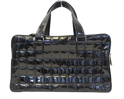 CHANEL Choco Bar Black Patent Leather Travel Bag