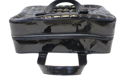 CHANEL Choco Bar Black Patent Leather Travel Bag