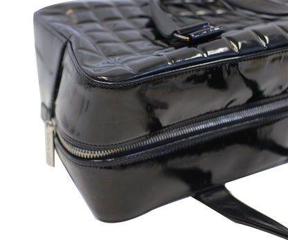CHANEL Choco Bar Black Patent Leather Travel Bag