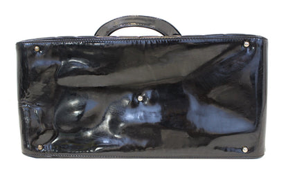 CHANEL Choco Bar Black Patent Leather Travel Bag