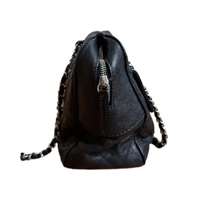 Chanel Paradoxal Camera Bag Black Caviar Leather Double Chain Silver Hardware