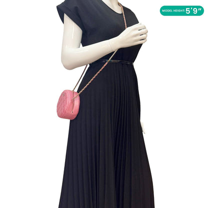 CHANEL Round Pearls Quilted Leather Crossbody Bag Pink