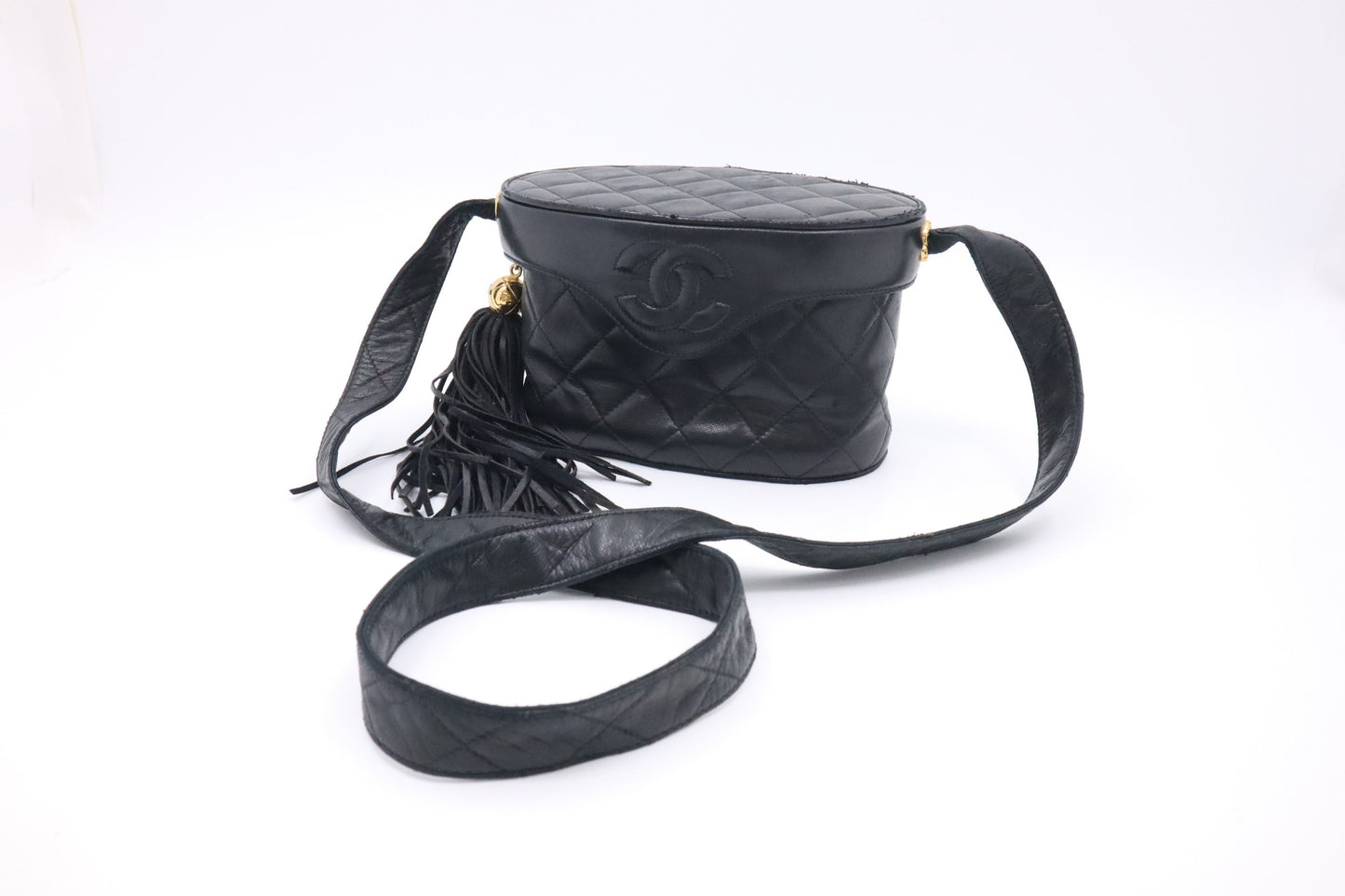Chanel Vanity Crossbody in Black MattelassÃ© Leather