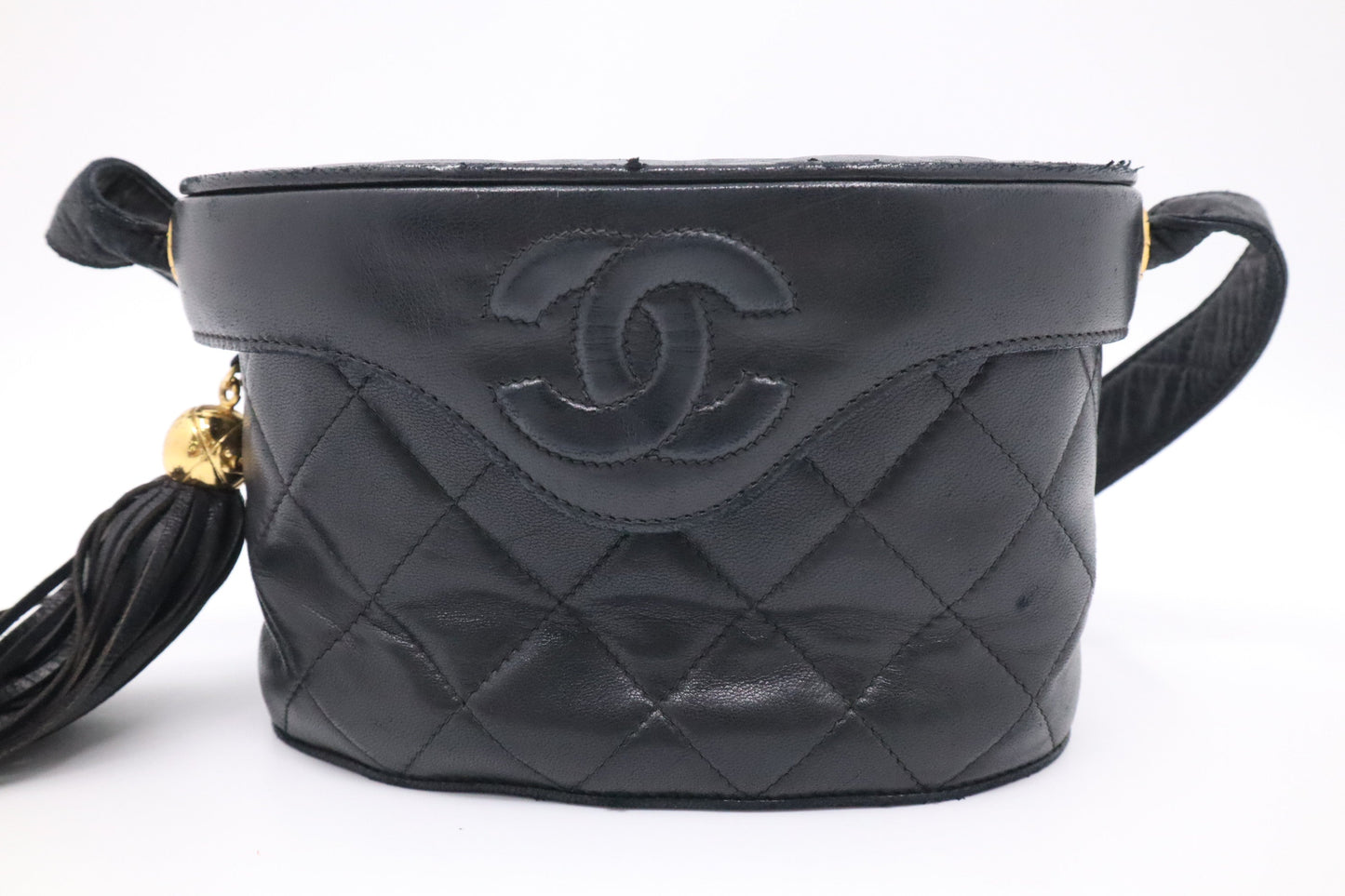 Chanel Vanity Crossbody in Black MattelassÃ© Leather