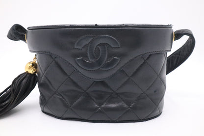 Chanel Vanity Crossbody in Black MattelassÃ© Leather