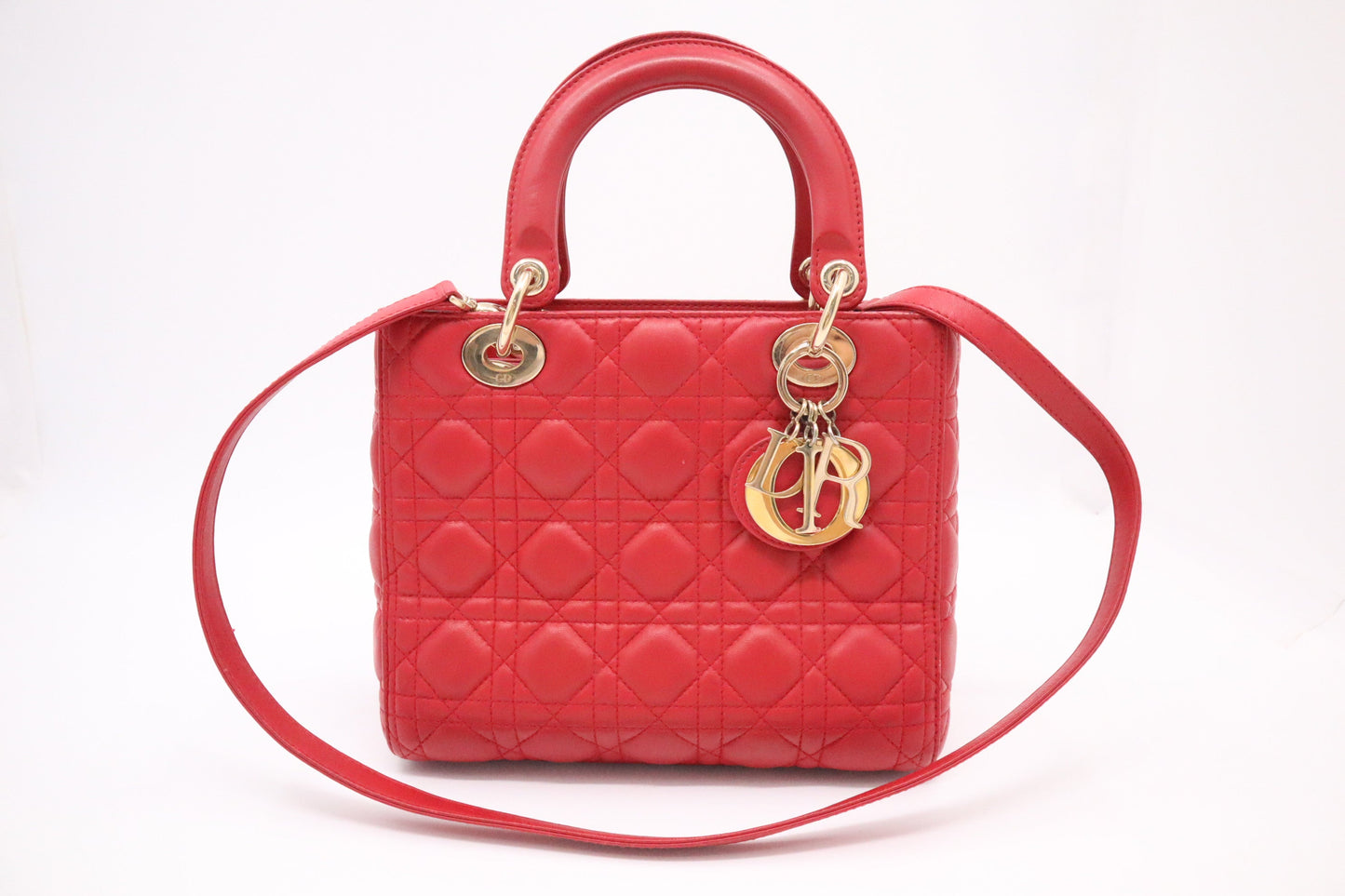 Dior Lady Dior Medium in Red Cannage Leather