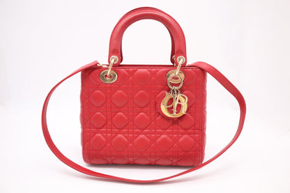 Dior Lady Dior Medium in Red Cannage Leather