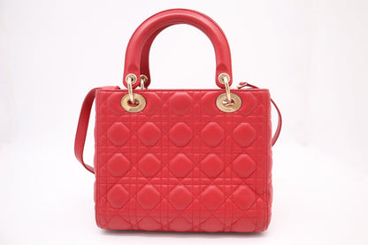 Dior Lady Dior Medium in Red Cannage Leather