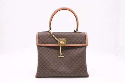 Celine Top Handle Bag in Brown Macadam Canvas