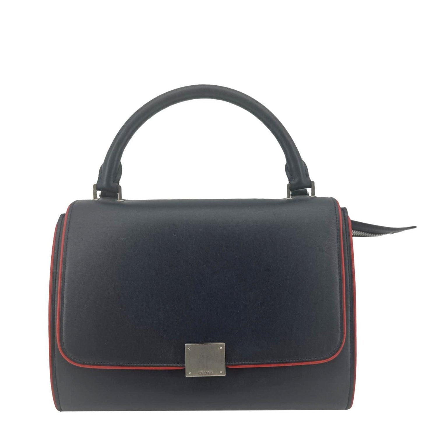 CELINE Trapeze Small 2way Leather Tote Shoulder Bag Blue