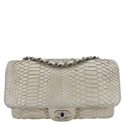 CHANEL Flap Python Leather Crossbody Bag Ivory