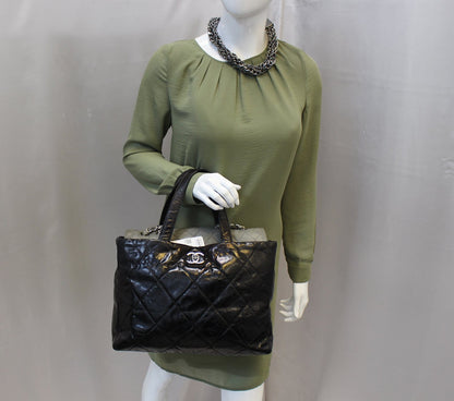 CHANEL Black Leather 2 Way Tote Bag - Sale
