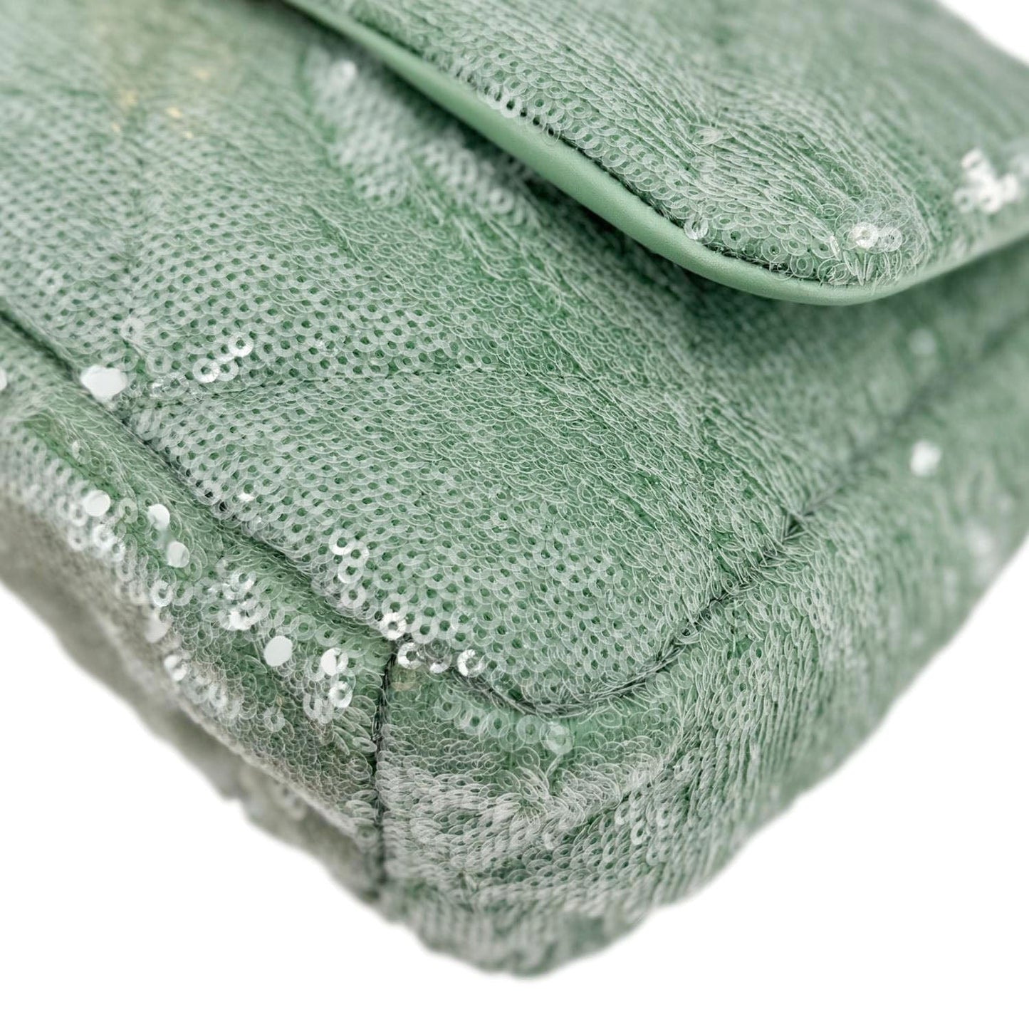 CHANEL 19 Flap Medium Sequins Shoulder Bag Green