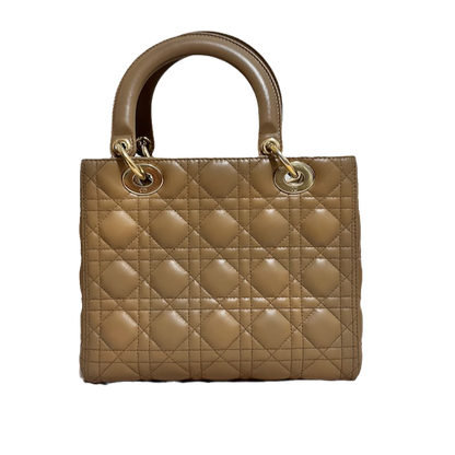 Lady Dior Medium Beige Cannage Lambskin Leather
