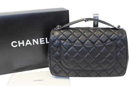 CHANEL Black Lambskin Leather Jumbo Flap Bag
