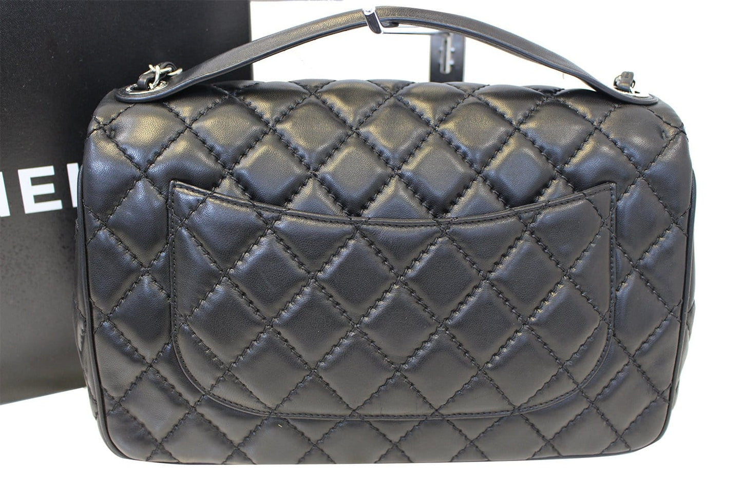 CHANEL Black Lambskin Leather Jumbo Flap Bag