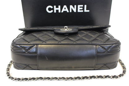 CHANEL Black Lambskin Leather Jumbo Flap Bag