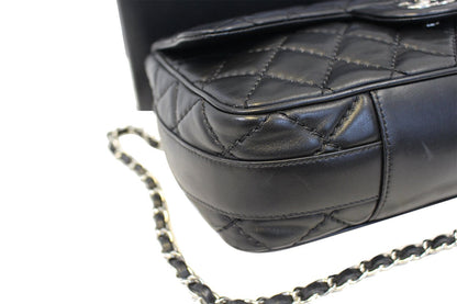 CHANEL Black Lambskin Leather Jumbo Flap Bag