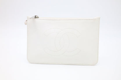 Chanel Timeless CC Pouch in White Leather