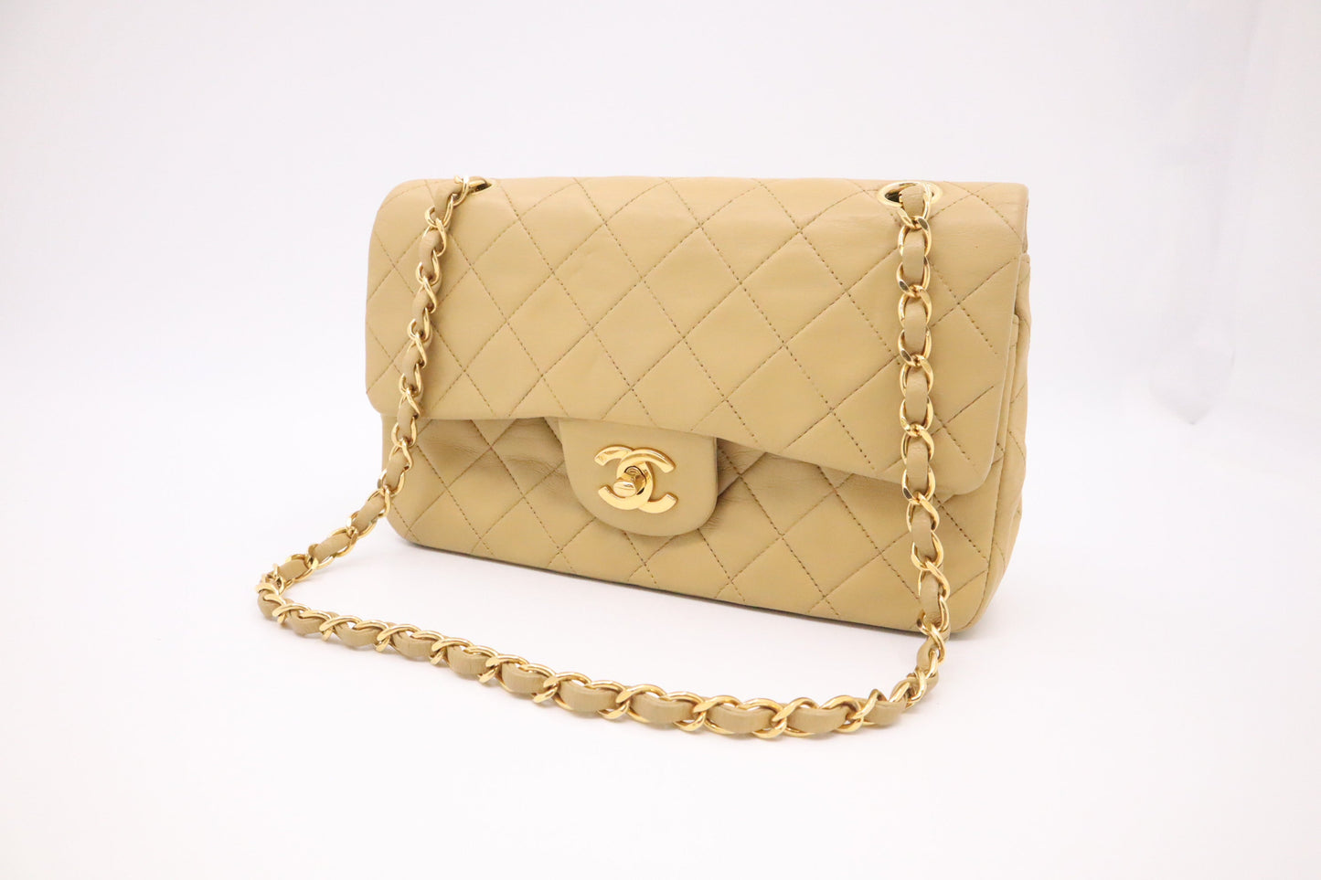 Chanel Small Double Flap in Beige MattelassÃ© Leather