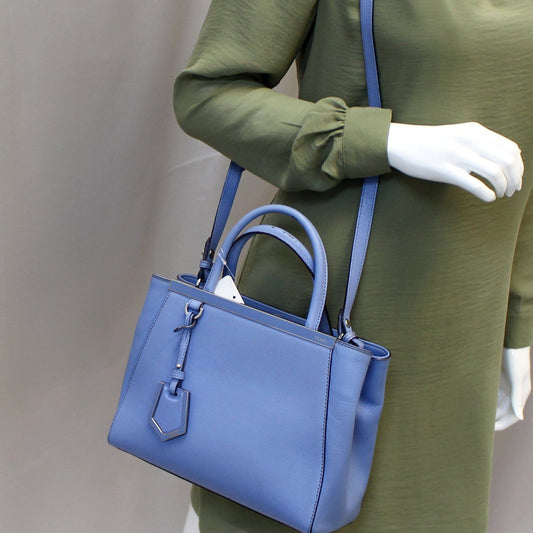 FENDI Blue Leather Roma Petite 2 Jours Shoulder Handbag