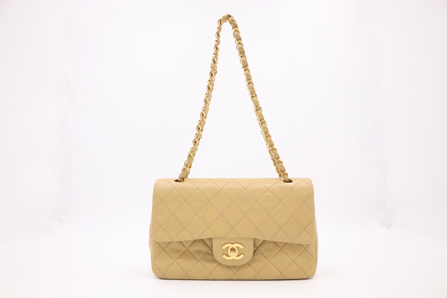 Chanel Small Double Flap in Beige MattelassÃ© Leather