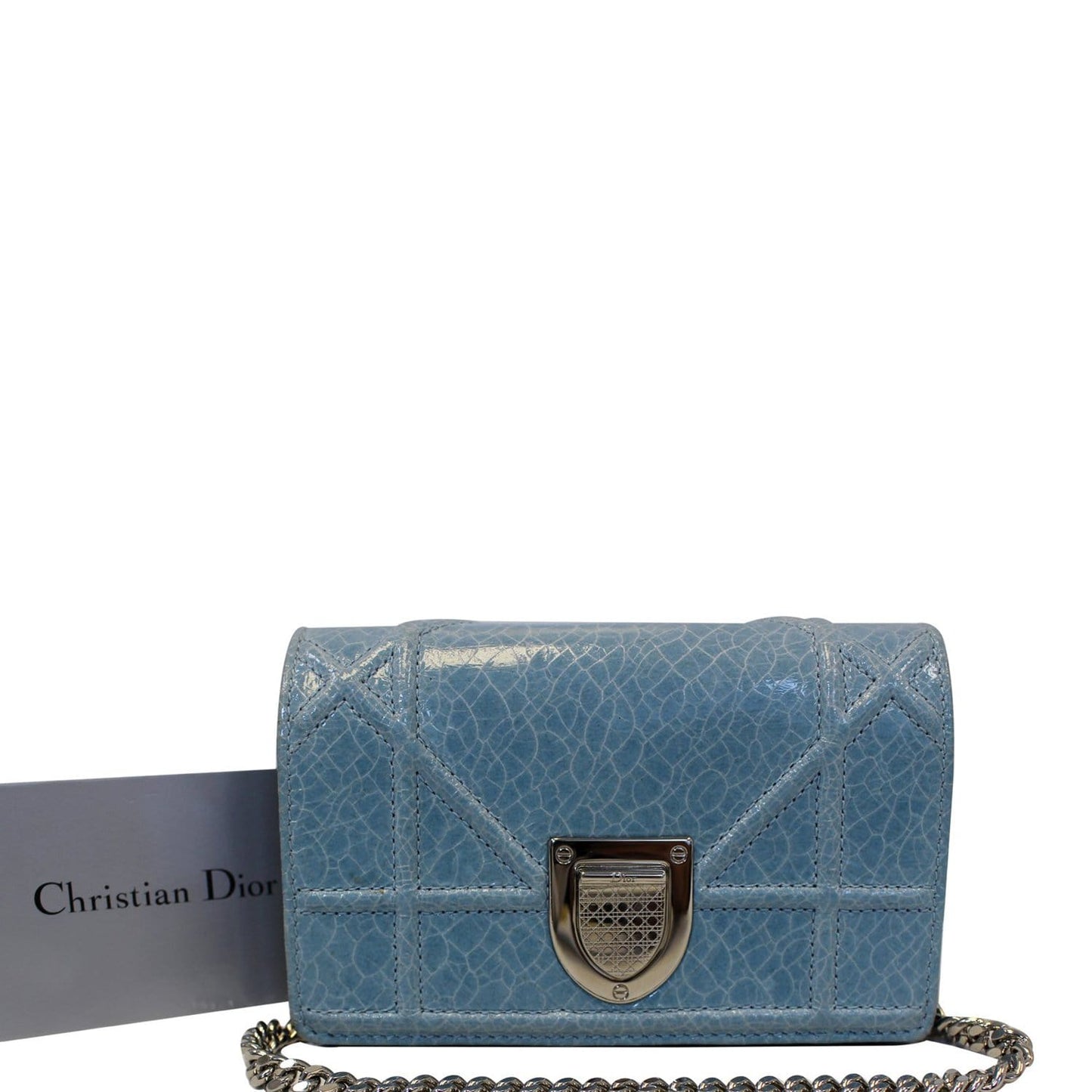 CHRISTIAN DIOR Aqua Blue Leather Mini Diorama Crossbody Bag - Last Call