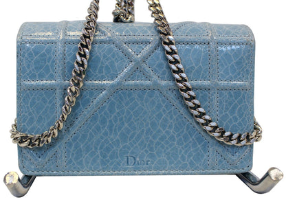 CHRISTIAN DIOR Aqua Blue Leather Mini Diorama Crossbody Bag - Last Call