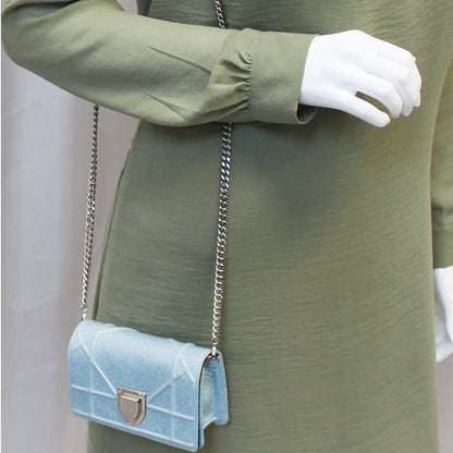 CHRISTIAN DIOR Aqua Blue Leather Mini Diorama Crossbody Bag - Last Call
