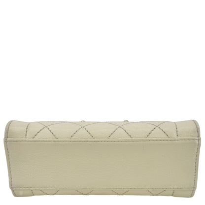 CHANEL Stitched Label Click Mini Quilted Leather Shopper Tote Cream