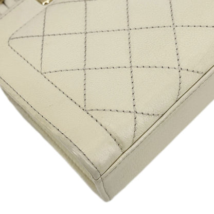 CHANEL Stitched Label Click Mini Quilted Leather Shopper Tote Cream