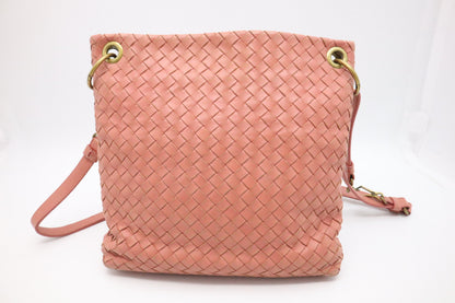 Bottega Veneta Leather Crossbody in Pink Intrecciato (Adjustable)