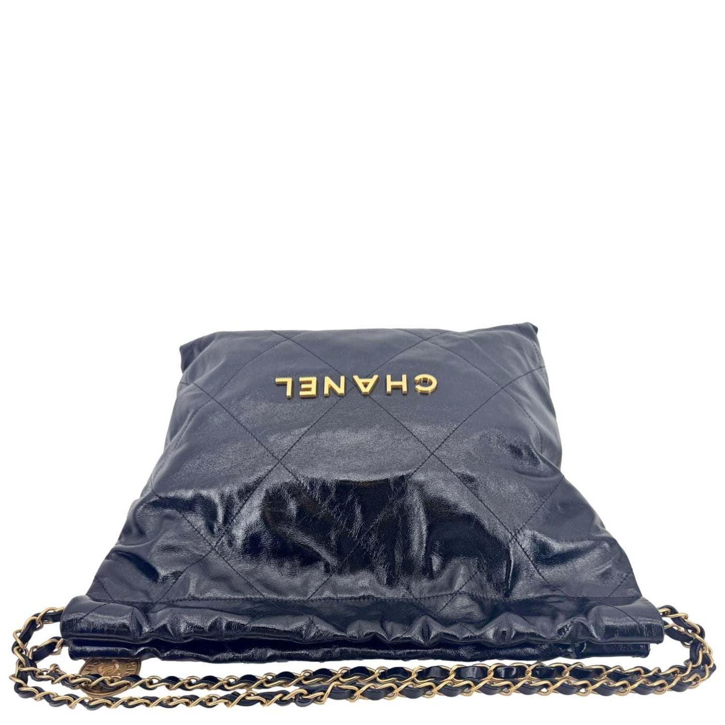 CHANEL 22 Quilted Calfskin  Shiny Leather Shoulder Bag Black