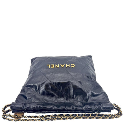 CHANEL 22 Quilted Calfskin  Shiny Leather Shoulder Bag Black