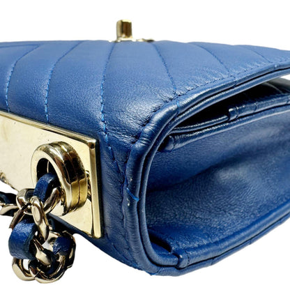 CHANEL Trendy CC Quilted Leather Wallet On Chain Crossbody Bag Blue
