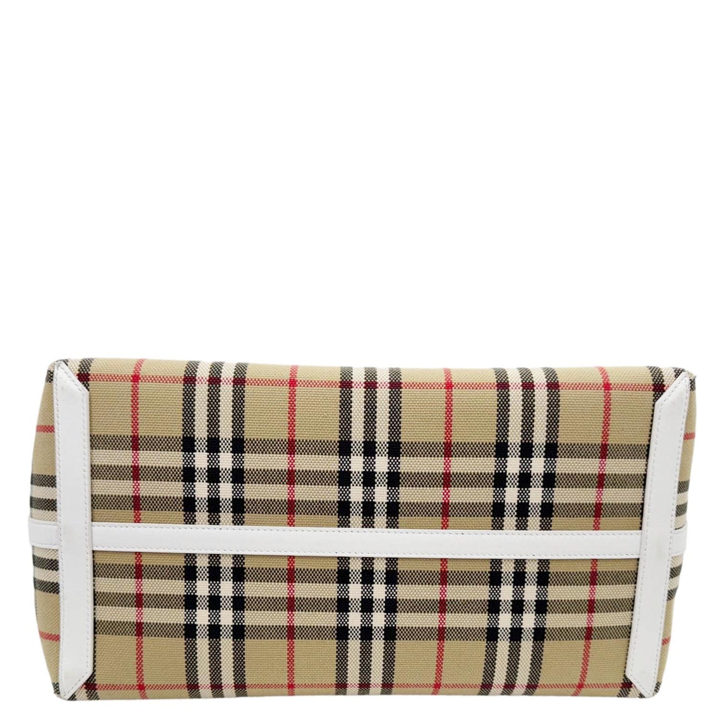 BURBERRY London Medium Vintage Check Canvas Tote Bag White