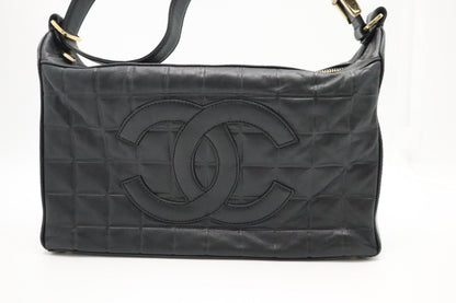 Chanel Chocobar Shoulder Bag in Black Leather