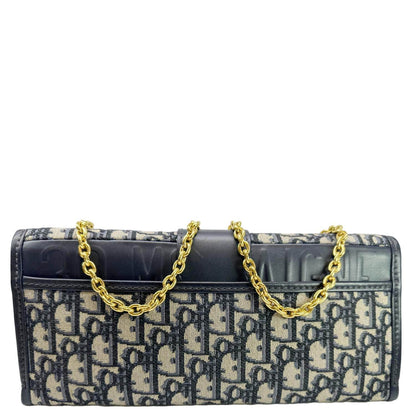 CHRISTIAN DIOR 30 Montaigne Oblique Jacquard Crossbody Clutch Bag Navy Blue