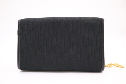Dior Trotter Chain Shoulder Bag in Black Canvas