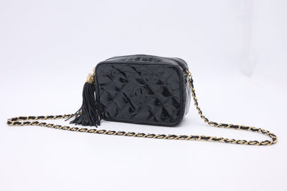 Chanel Small Camera Bag in Black Patent Leather