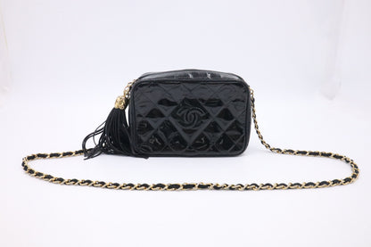 Chanel Small Camera Bag in Black Patent Leather