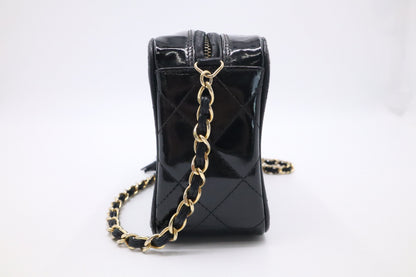 Chanel Small Camera Bag in Black Patent Leather