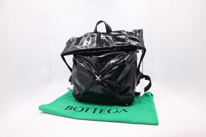 Bottega Veneta Tent Truck Backpack in Black Patent Leather