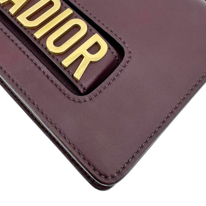 CHRISTIAN DIOR J'Adior Flap Medium Leather Chain Shoulder Bag Burgundy