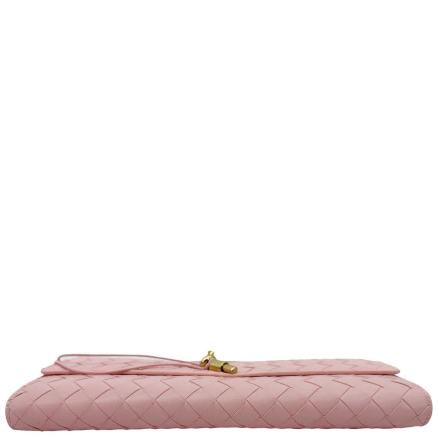 BOTTEGA VENETA Andiamo Woven Leather Clutch Rose